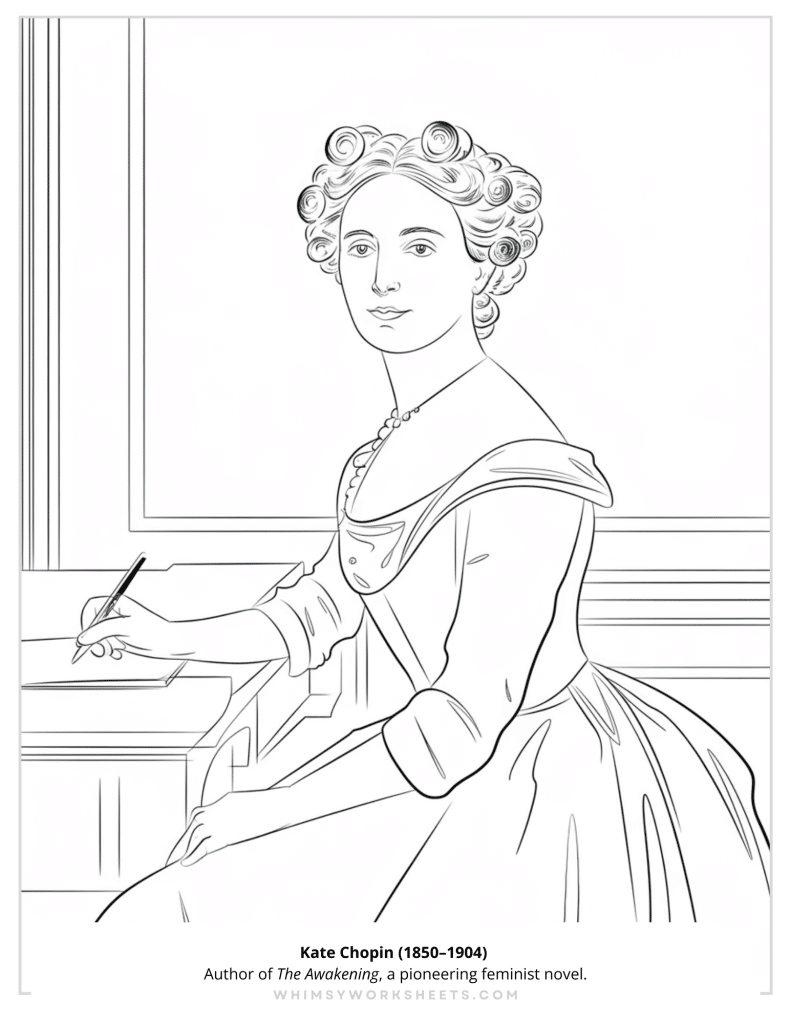 Kate Chopin Coloring Page Historic Women in the United States