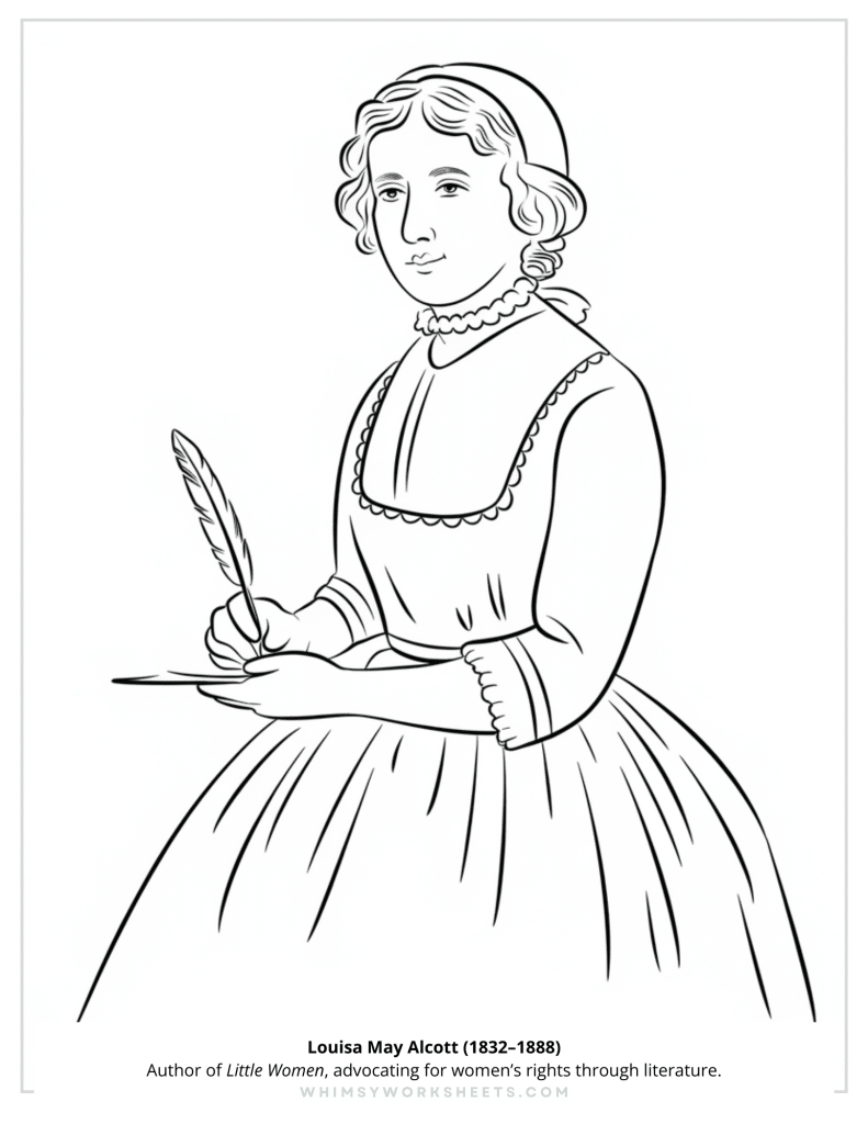 Louisa May Alcott Coloring Page Historic Women in the United States
