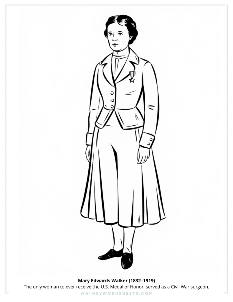 Mary Edwards Walker Coloring Page Historic Women in the United States