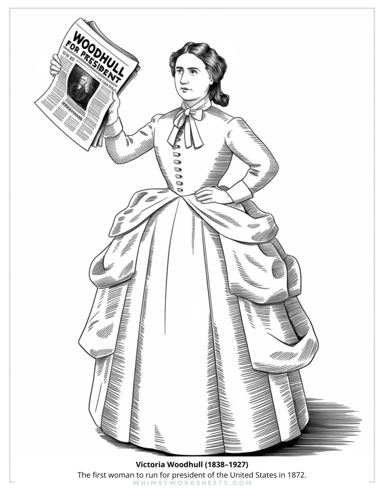 Victoria Woodhull  Coloring Page Historic Women in the United States